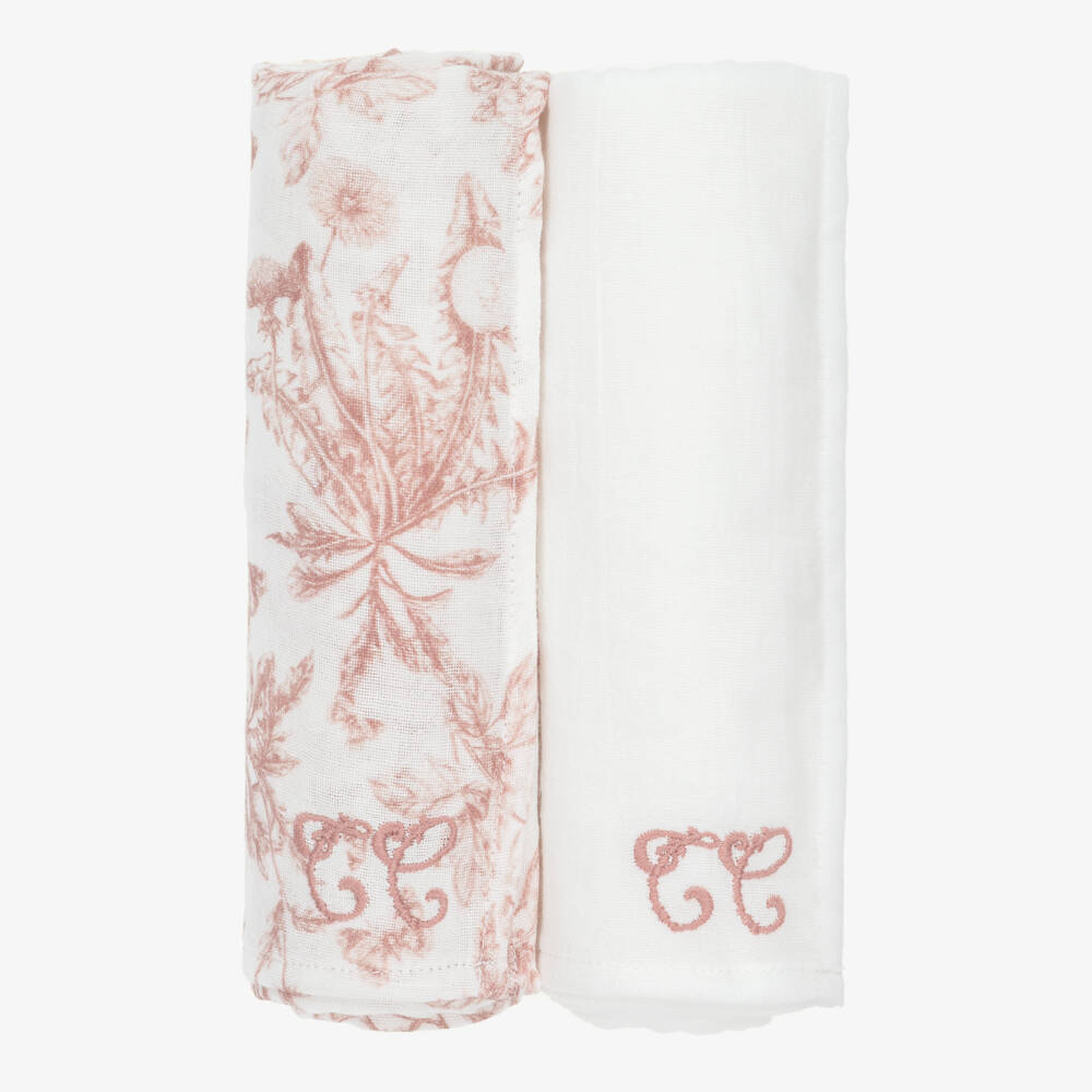 Tartine et Chocolat-Муслиновые салфетки кремово-розовые туаль де жуи из хлопка (2шт.) | Childrensalon