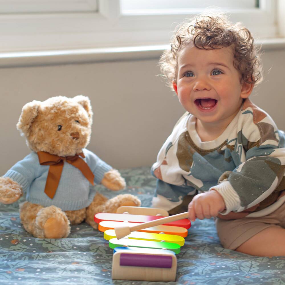 The Baby Gifting Company-Blue Personalised Music Baby Gift Set | Childrensalon