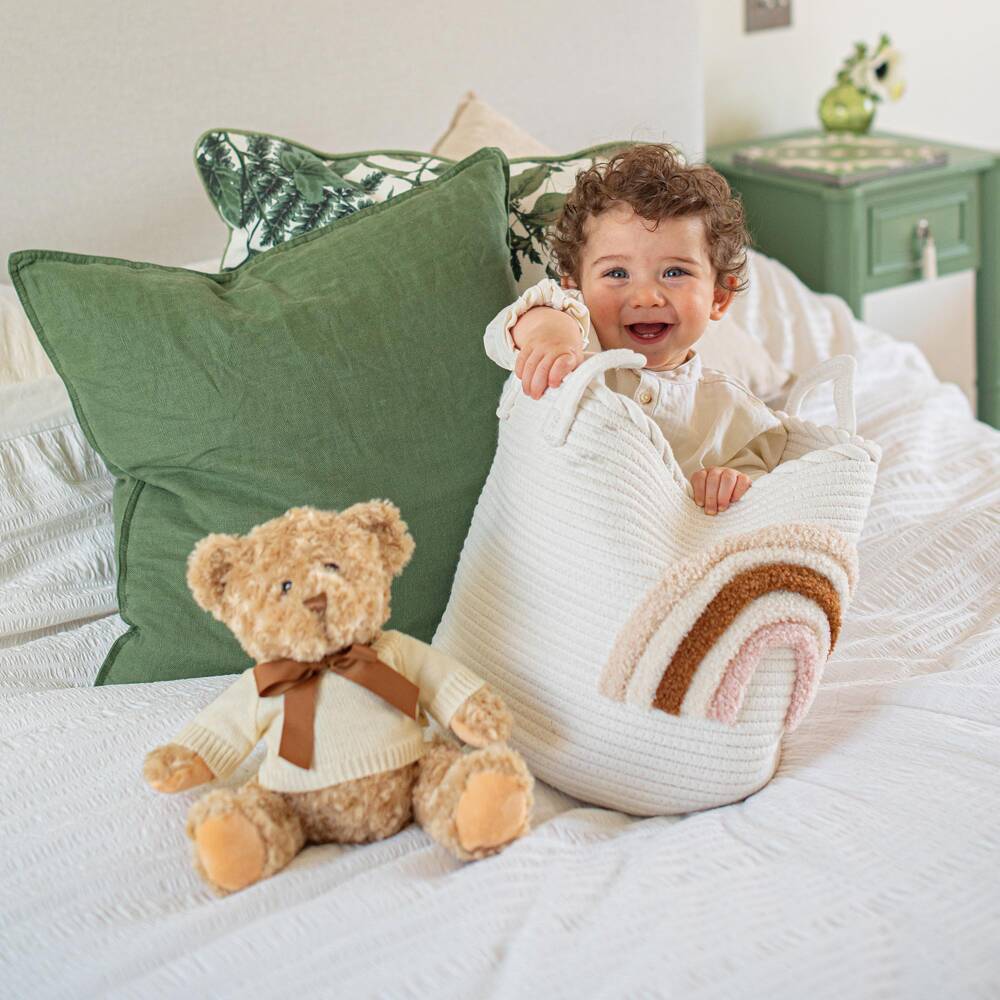 The Baby Gifting Company-طقم هامبر دب تيدي وبطانية ولعبة خشبية لون عاجي | Childrensalon