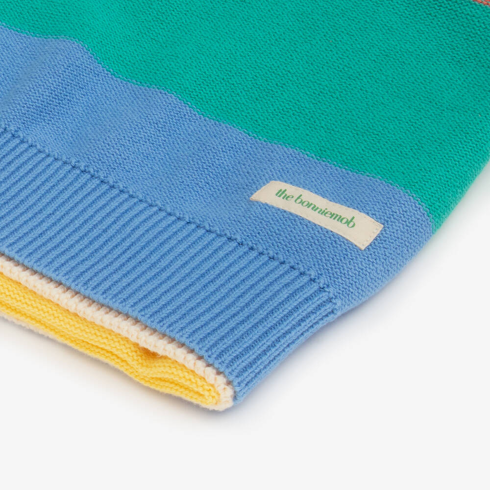 The Bonniemob-Baby Boys Multi-Coloured Cotton Knit Blanket (95cm) | Childrensalon