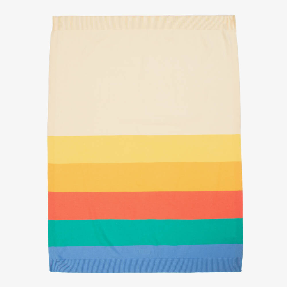 The Bonniemob-Baby Boys Multi-Coloured Cotton Knit Blanket (95cm) | Childrensalon