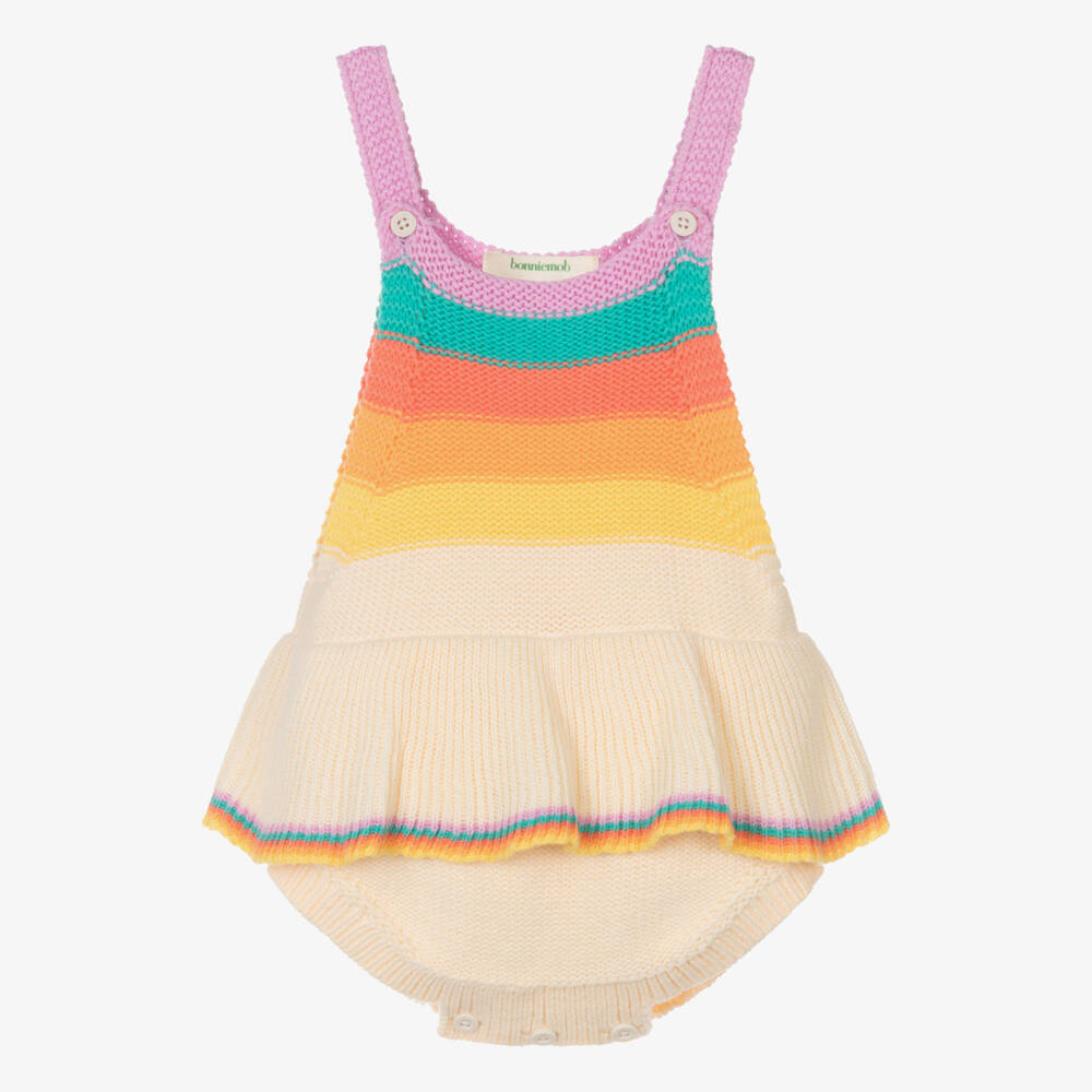 The Bonniemob-Baby Girls Ivory Organic Cotton Knitted Shortie | Childrensalon