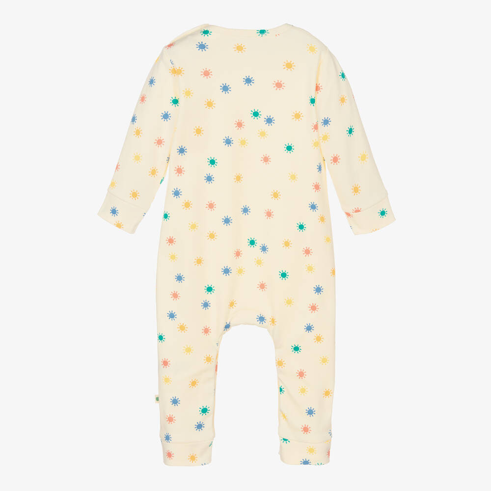 The Bonniemob-أفرول رومبر بنقشة شمس قوس قزح قطن لون عاجي | Childrensalon