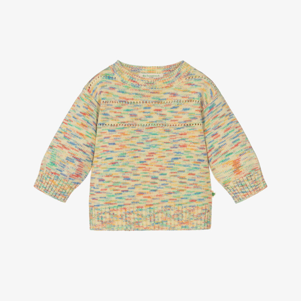The Bonniemob-Ivory Organic Cotton Knit Sweater with Colourful Pattern | Childrensalon