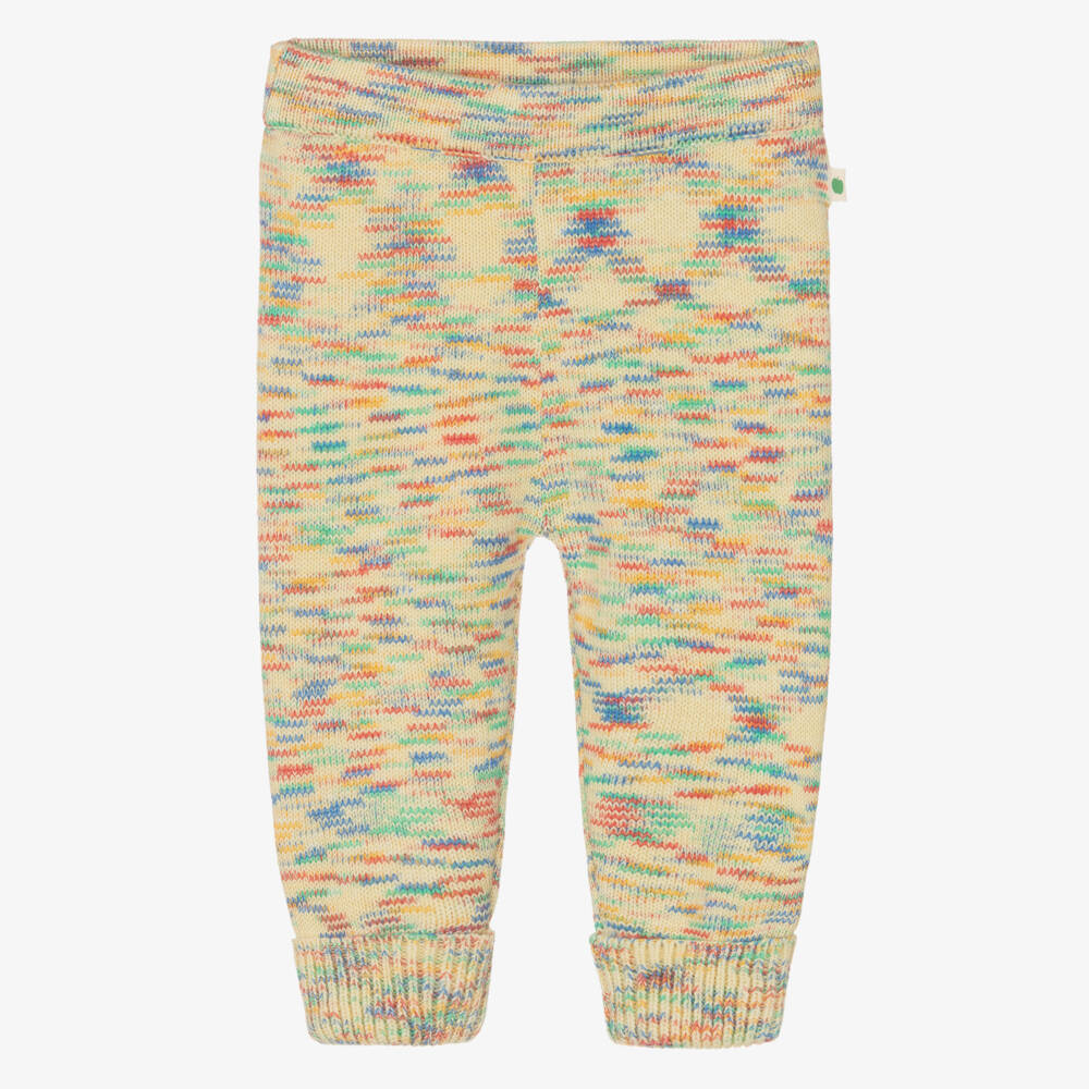 The Bonniemob-Ivory Organic Cotton Knit Trousers with Colourful Pattern | Childrensalon
