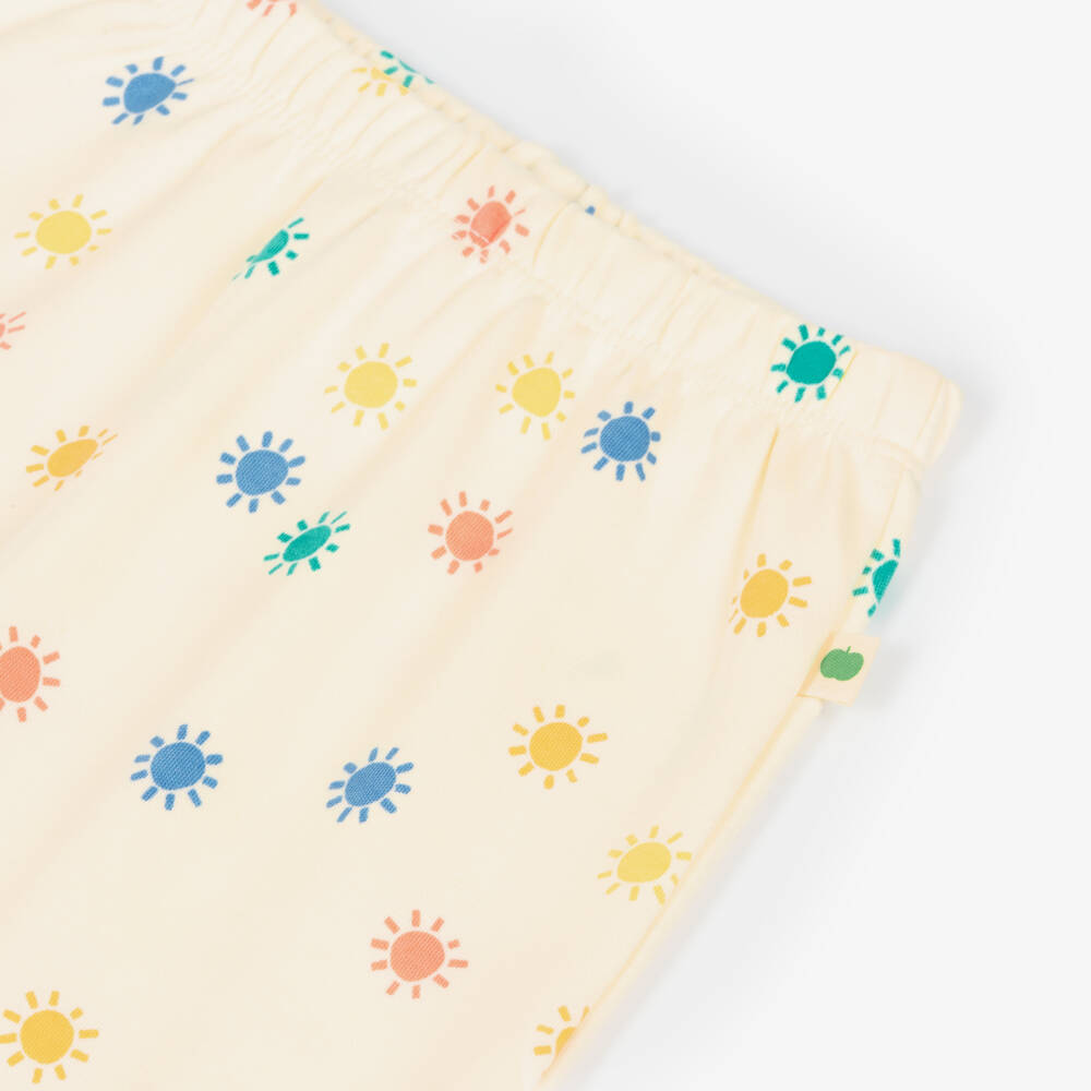 The Bonniemob-Ivory Organic Cotton Rainbow Sunshine Baby Leggings | Childrensalon