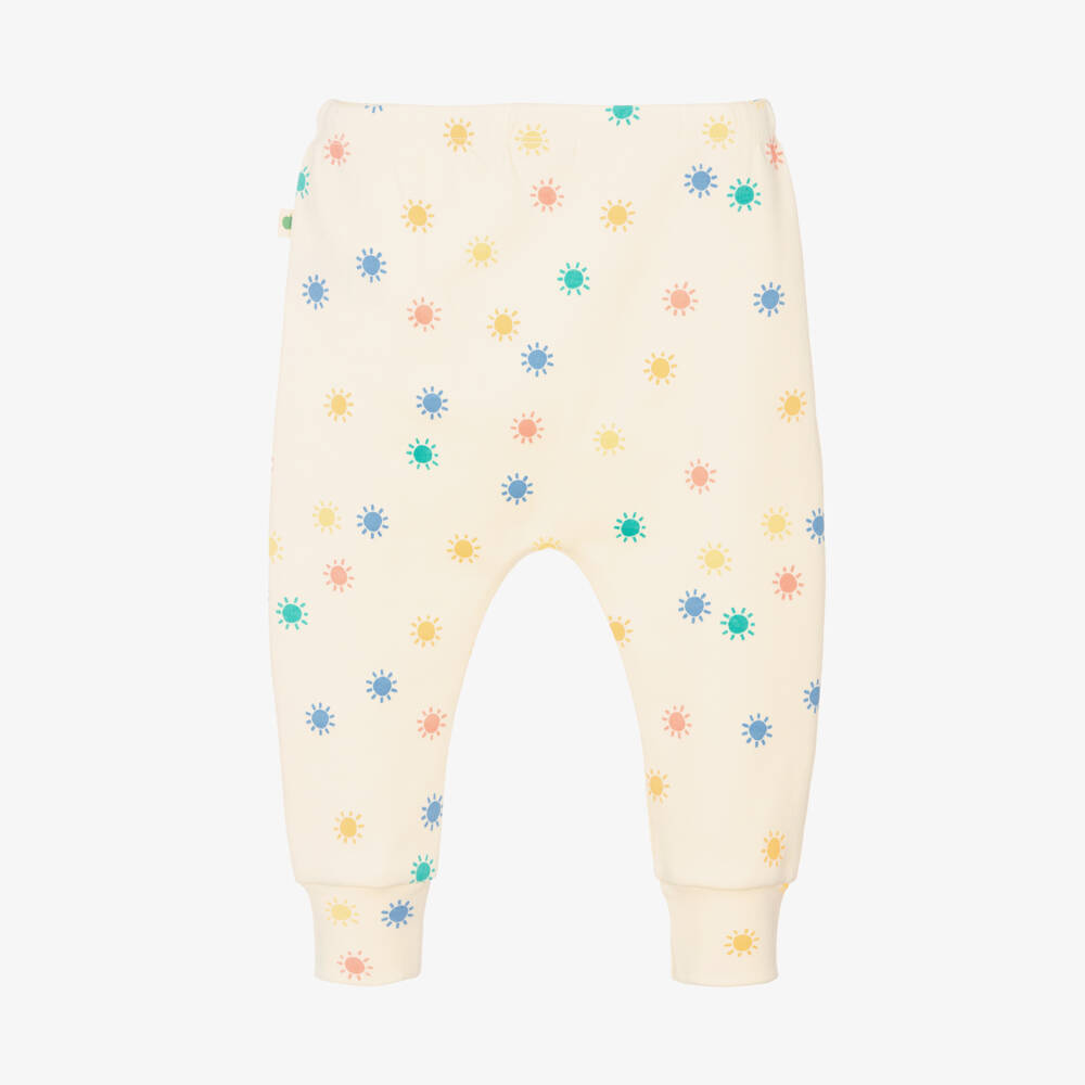 The Bonniemob-Ivory Organic Cotton Rainbow Sunshine Baby Leggings | Childrensalon