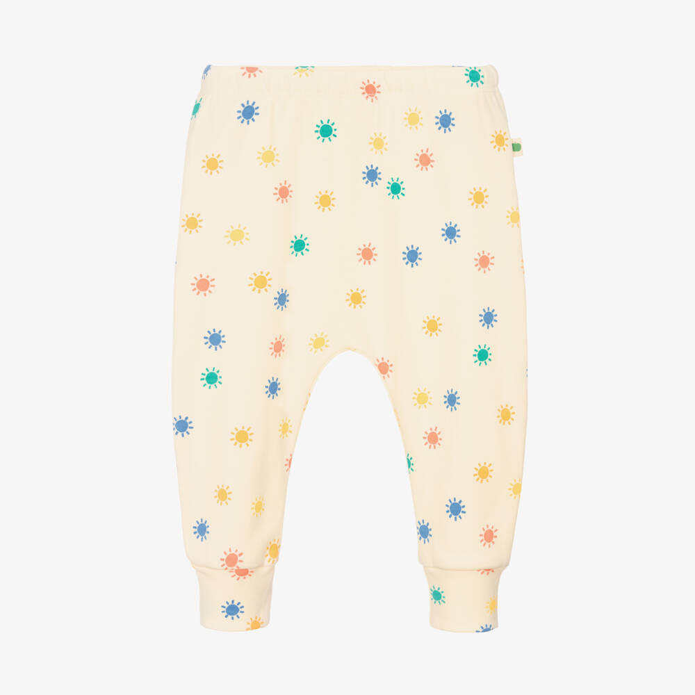 The Bonniemob-Ivory Organic Cotton Rainbow Sunshine Baby Leggings | Childrensalon