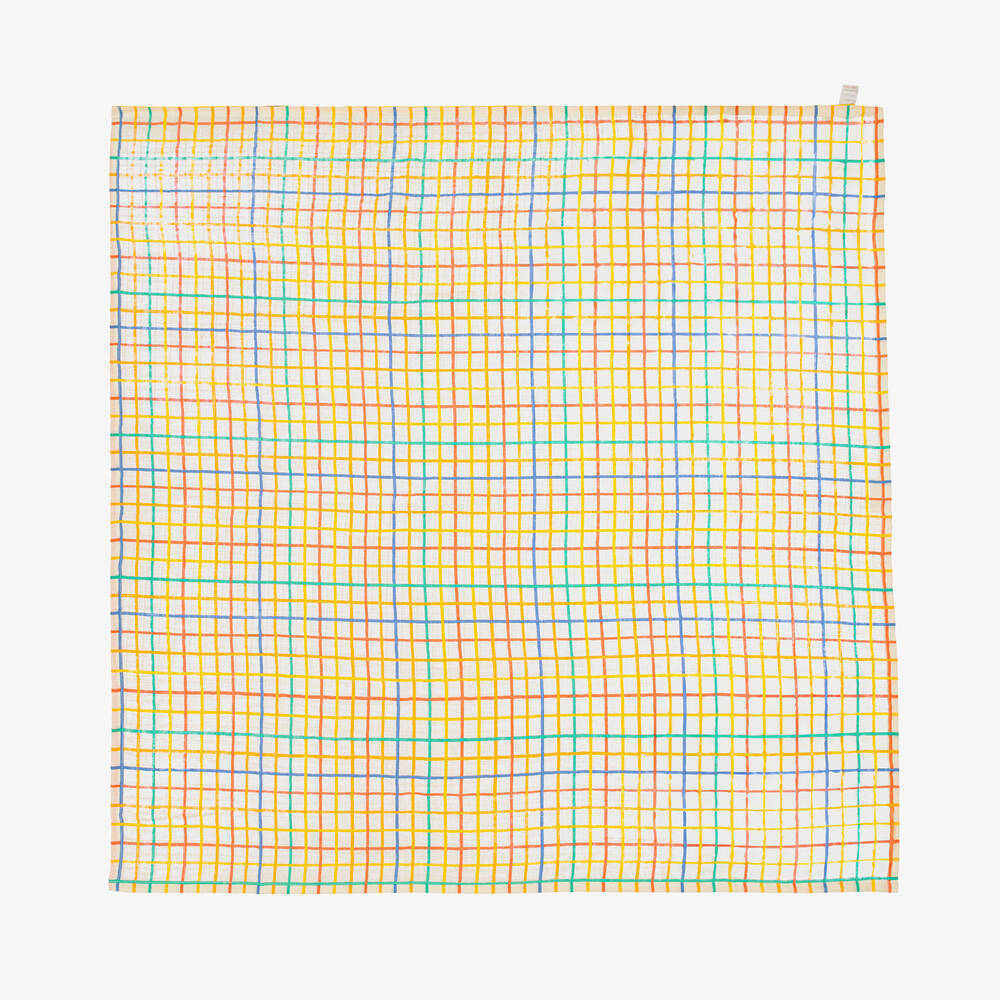 The Bonniemob-Rainbow Check Organic Cotton Swaddle (112cm) | Childrensalon