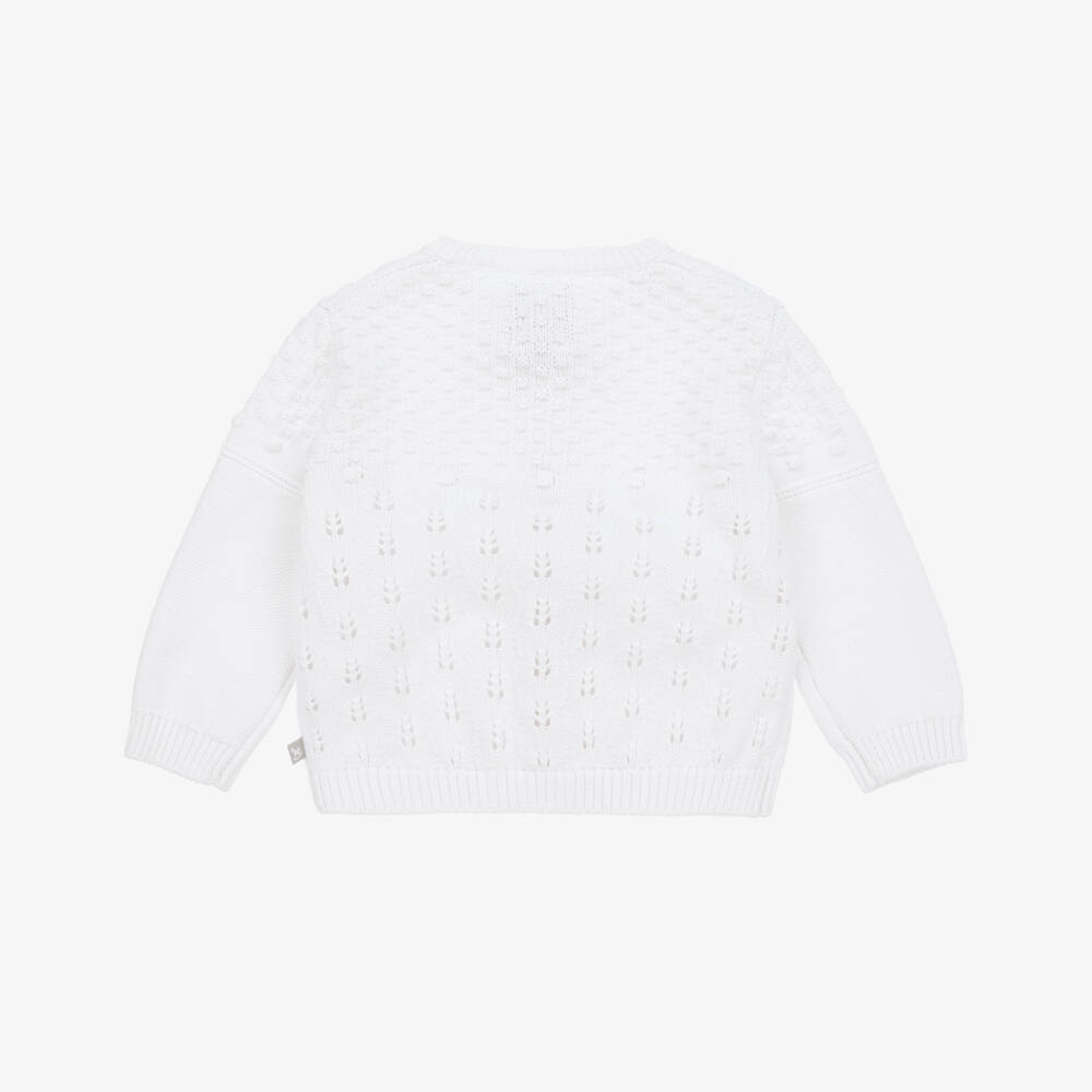 The Little Tailor-Baby Girls White Pointelle Cardigan | Childrensalon