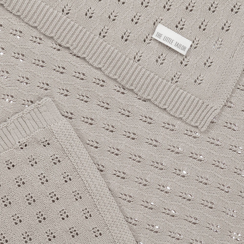The Little Tailor-بطانية قطن محبوك لون بيج للأطفال (108 سم) | Childrensalon