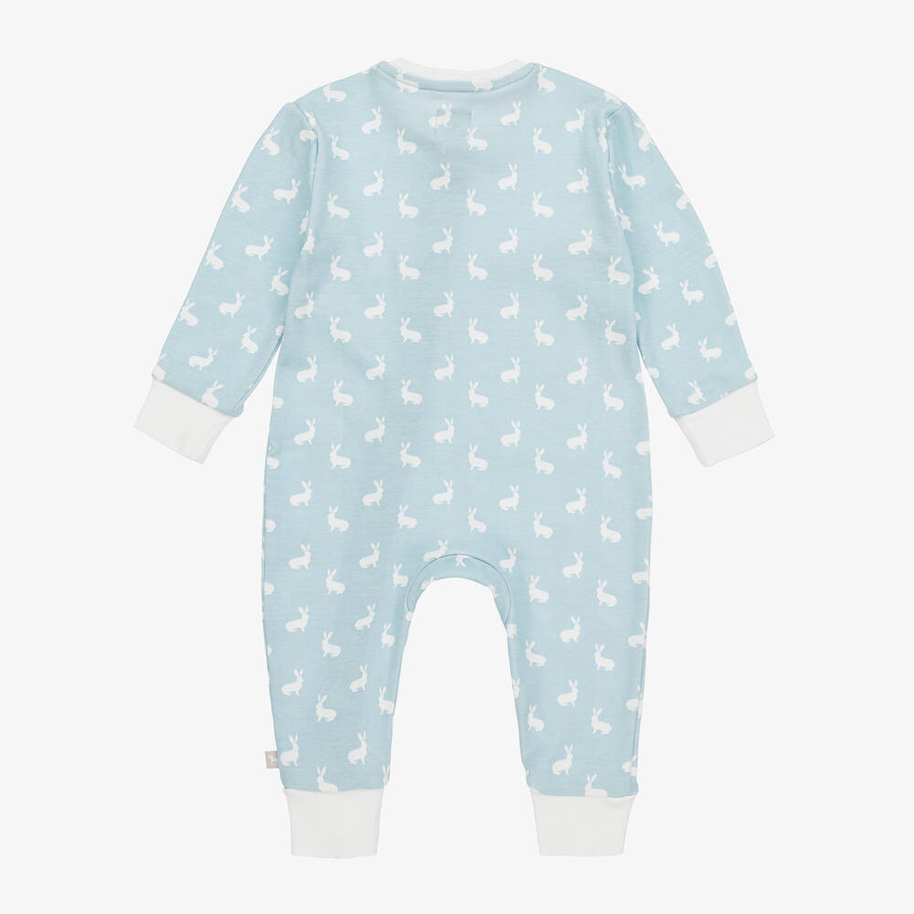 The Little Tailor-Blue Hare Print Cotton Jersey Romper | Childrensalon