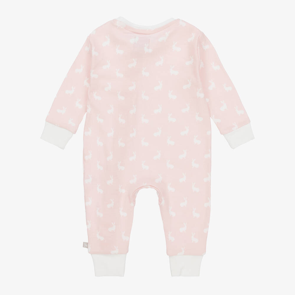 The Little Tailor-Pink Hare Print Cotton Jersey Romper | Childrensalon