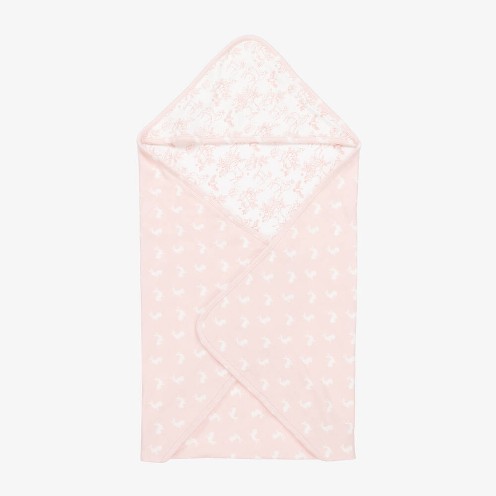 The Little Tailor-Pink Woodland Print Reversible Blanket (69cm) | Childrensalon