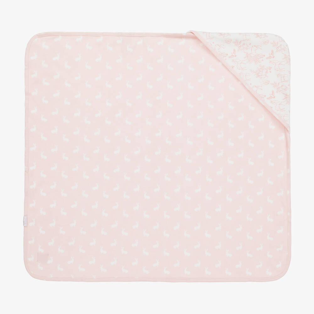The Little Tailor-Pink Woodland Print Reversible Blanket (69cm) | Childrensalon