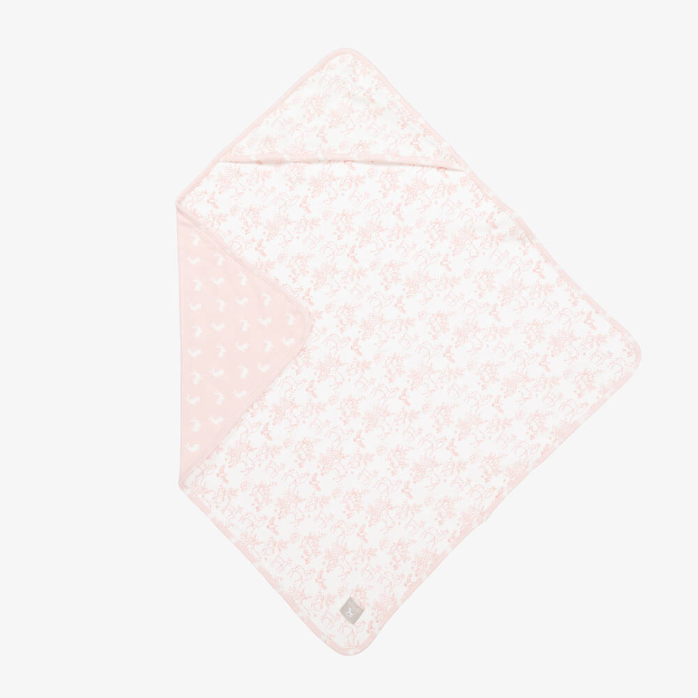 The Little Tailor-Pink Woodland Print Reversible Blanket (69cm) | Childrensalon