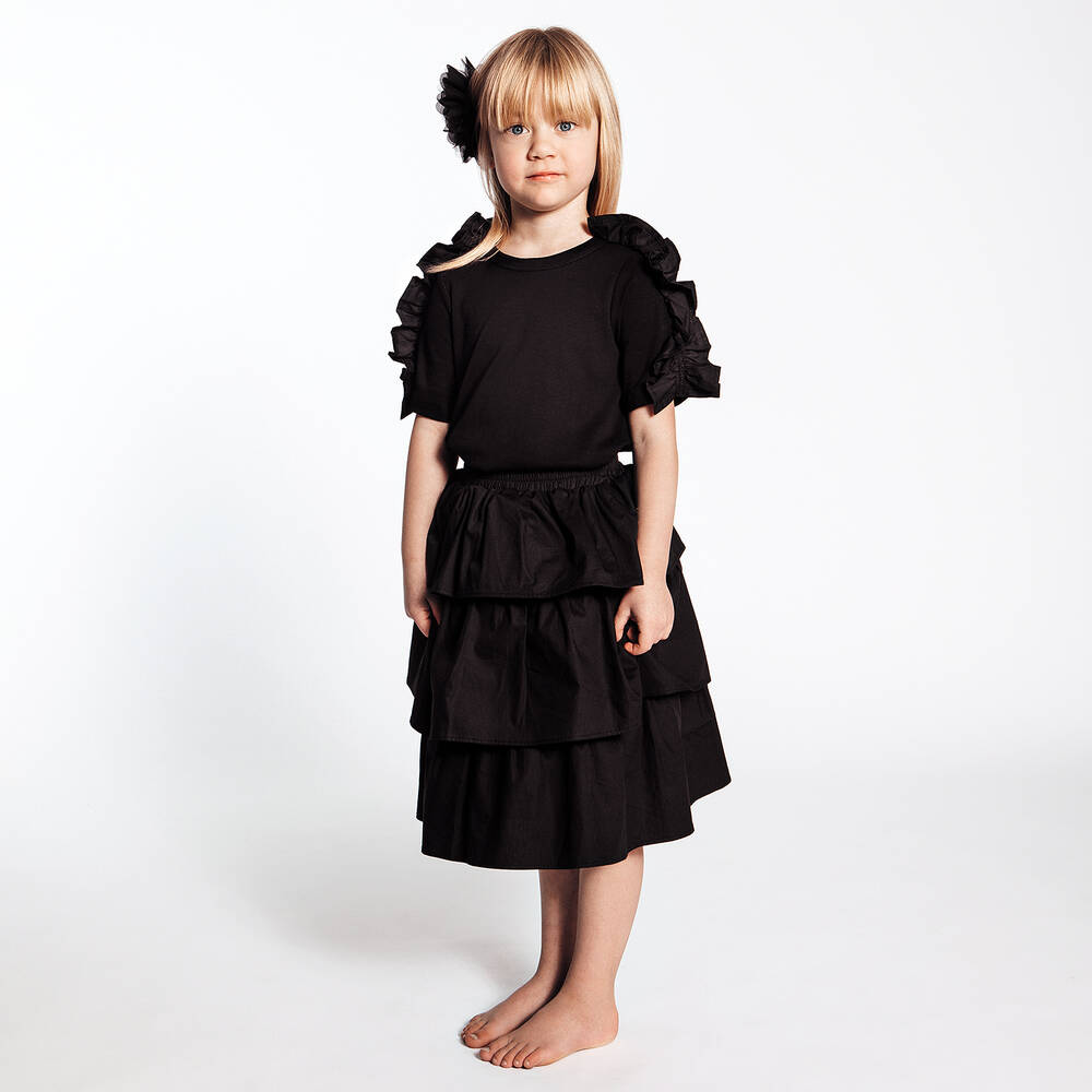 The Tiny Universe-تنورة قطن بوبلين لون أسود | Childrensalon