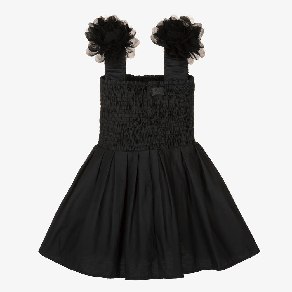 The Tiny Universe-فستان قطن بوبلين لون أسود | Childrensalon