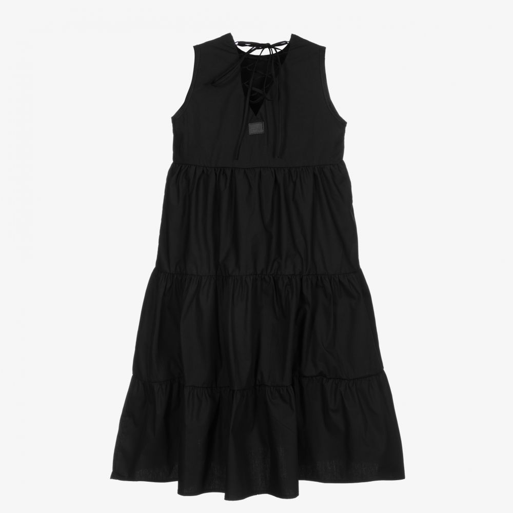 The Tiny Universe-Черное хлопковое платье макси для девочек | Childrensalon