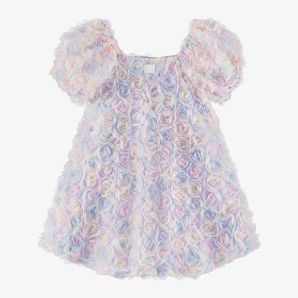 The Tiny Universe-Girls Blue Tulle Flower Dress | Childrensalon