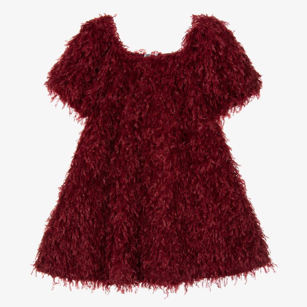 The Tiny Universe-Girls Burgundy Red Fluffy Dress | Childrensalon