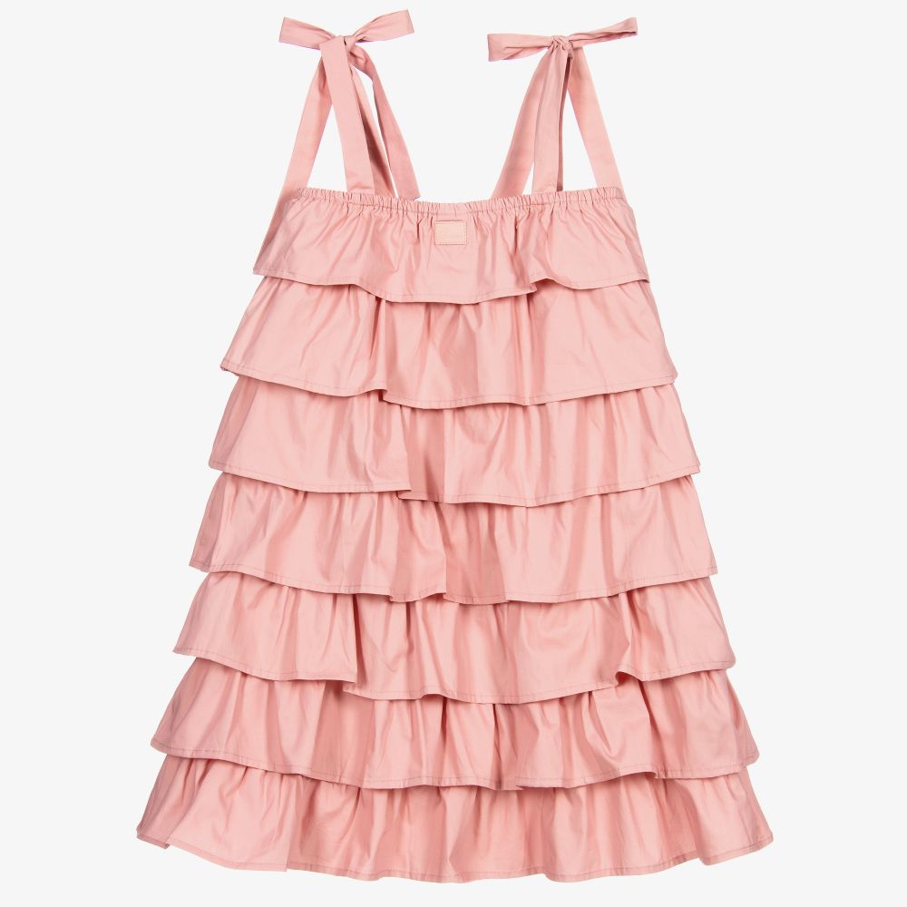 The Tiny Universe-Розовое хлопковое платье с оборками для девочек | Childrensalon