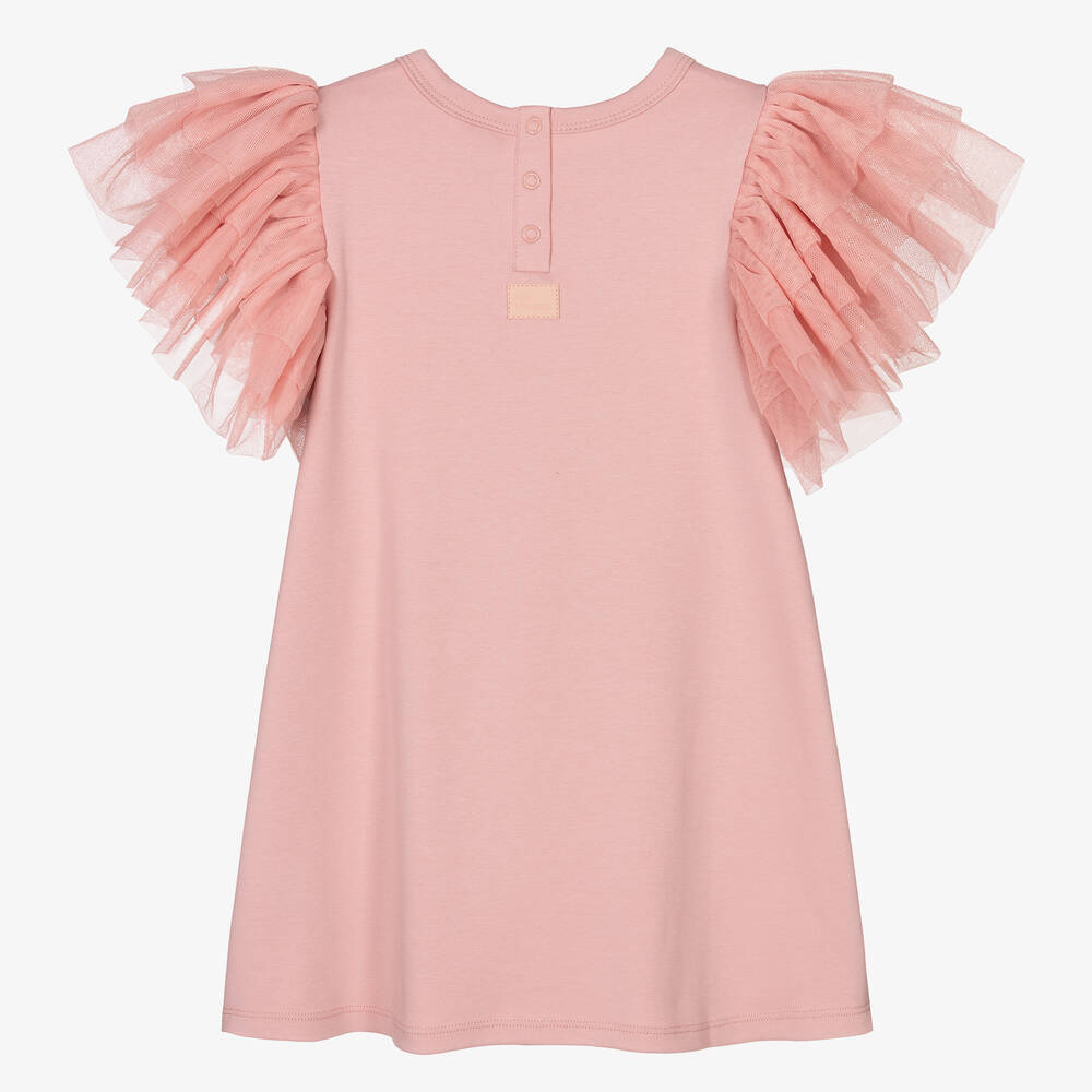 The Tiny Universe-Girls Pink Cotton Ruffle Dress | Childrensalon