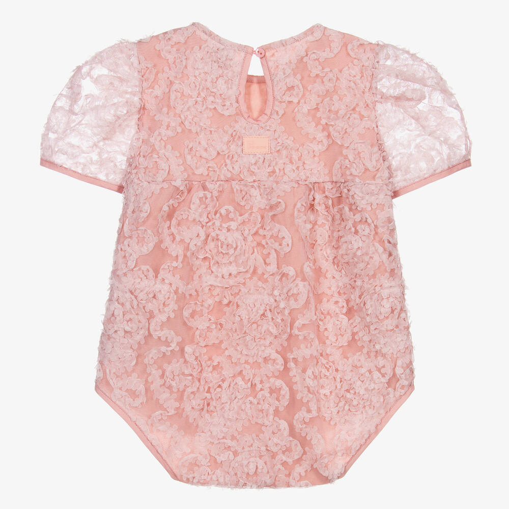 The Tiny Universe-Girls Pink Floral Lace Bodysuit | Childrensalon