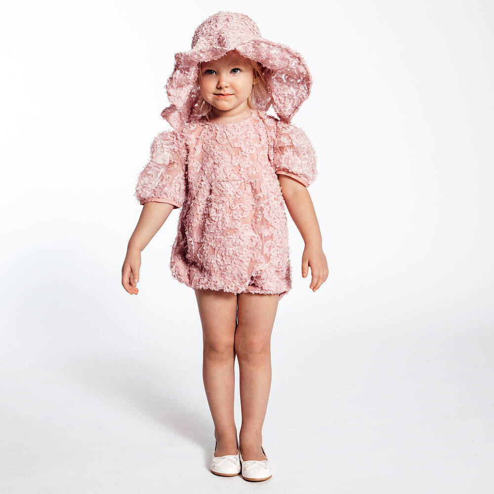 The Tiny Universe-Girls Pink Floral Lace Bodysuit | Childrensalon