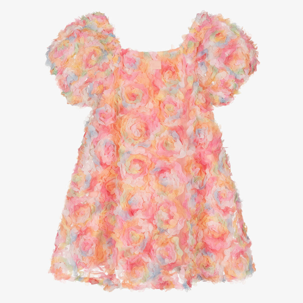 The Tiny Universe-Girls Pink Floral Tulle Dress | Childrensalon