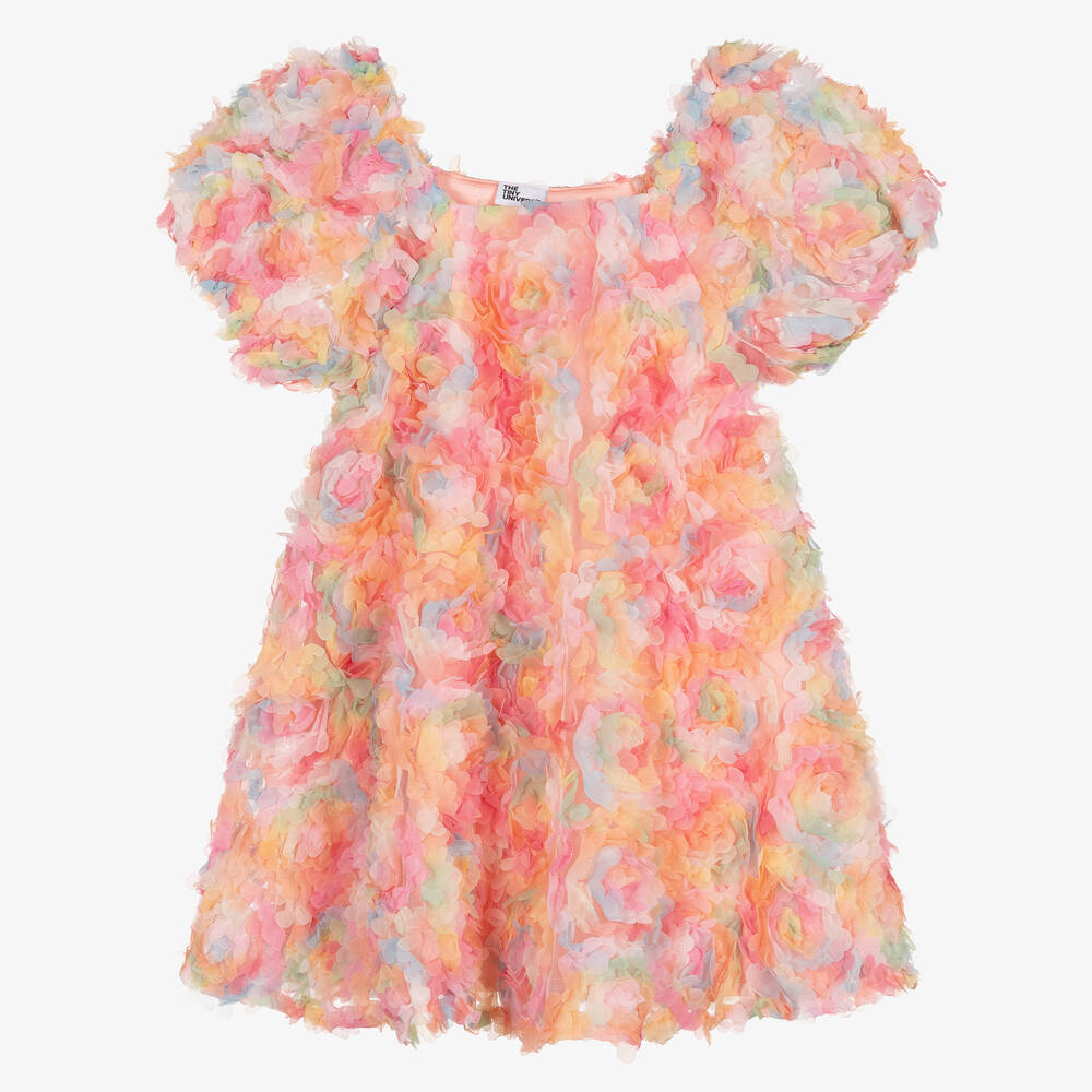 The Tiny Universe-Girls Pink Floral Tulle Dress | Childrensalon
