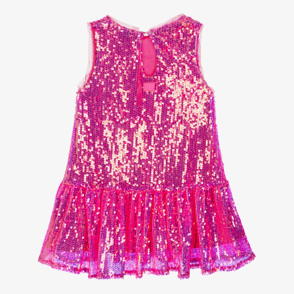 The Tiny Universe-Girls Pink Iridescent Sequin Dress | Childrensalon