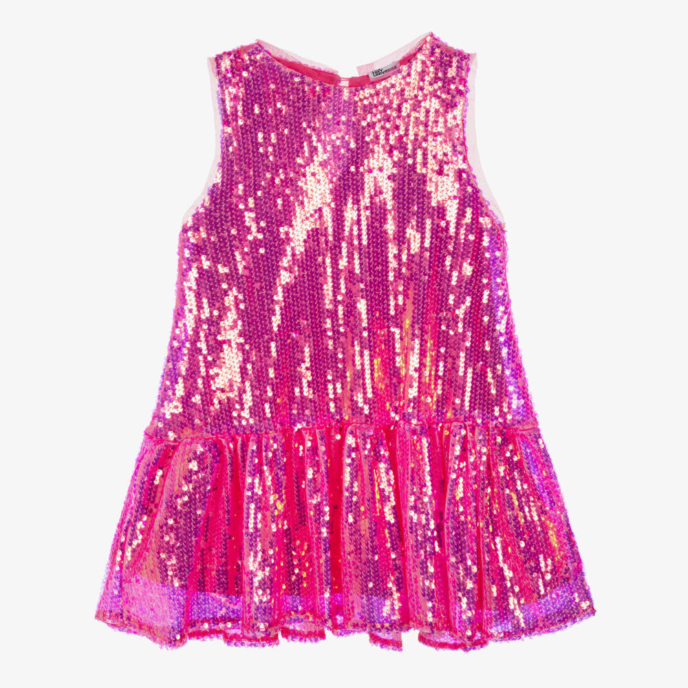 The Tiny Universe-Girls Pink Iridescent Sequin Dress | Childrensalon