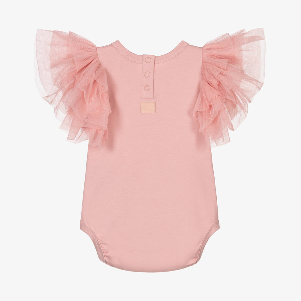 The Tiny Universe-Girls Pink Organic Cotton Bodysuit | Childrensalon