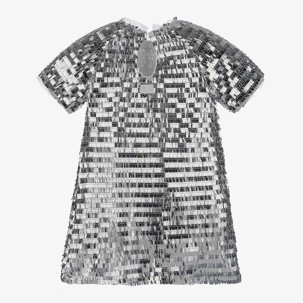 The Tiny Universe-Girls Silver Sequin Dress | Childrensalon