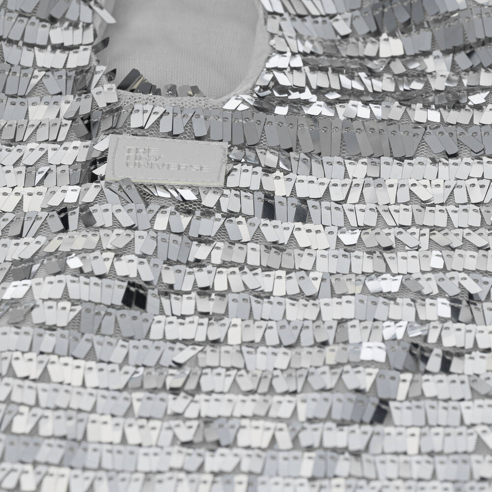 The Tiny Universe-Girls Silver Sequin Dress | Childrensalon