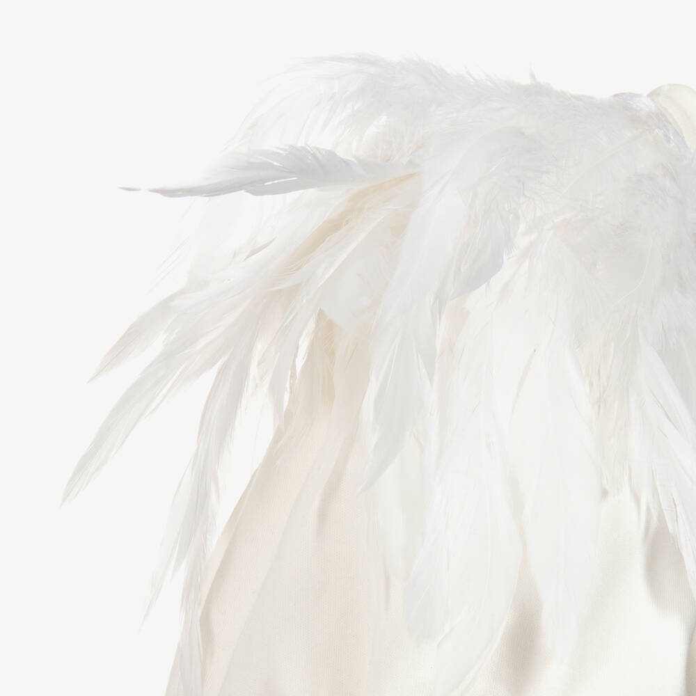 The Tiny Universe-Girls White Cotton & Feather Dress | Childrensalon
