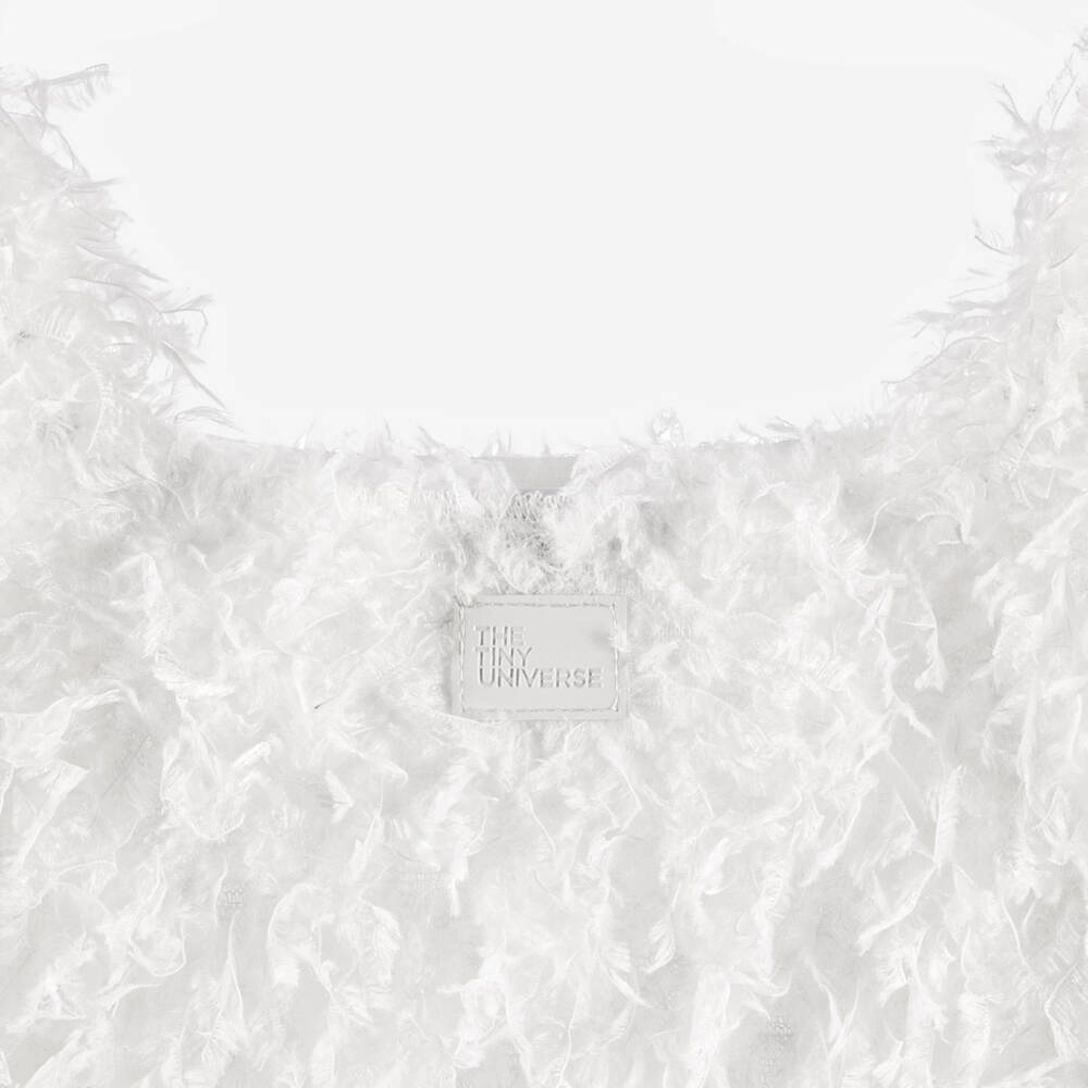 The Tiny Universe-فستان مزين بريش صناعي لون أوف وايت | Childrensalon