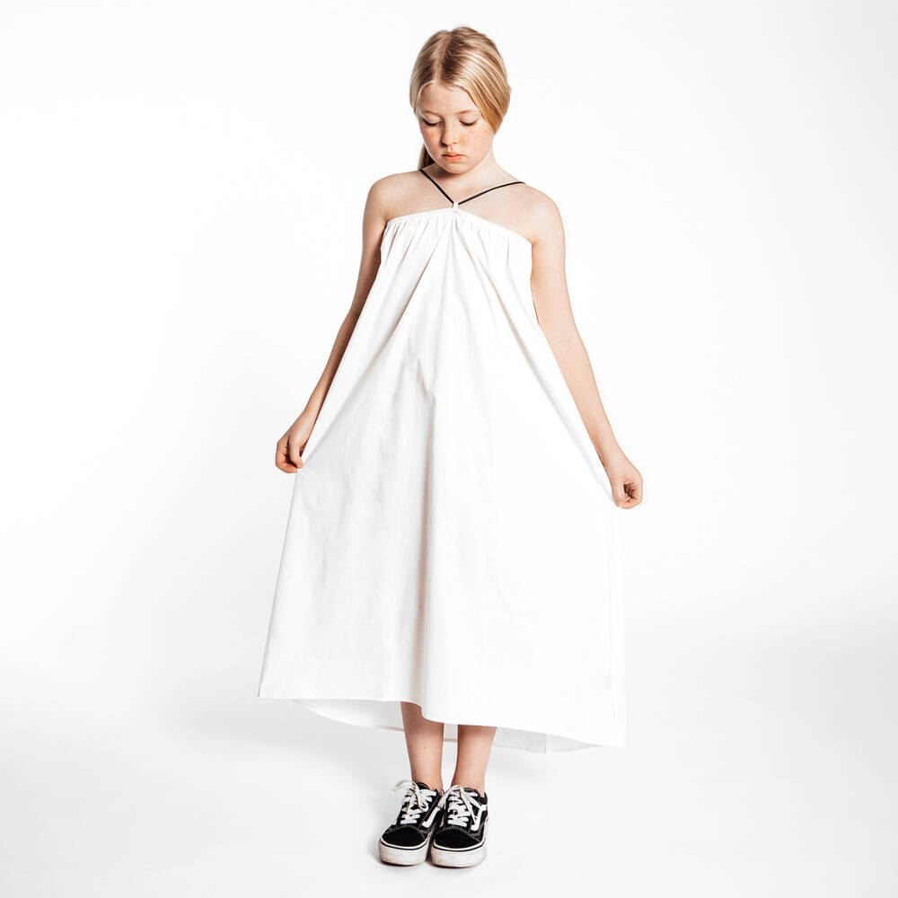 The Tiny Universe-Белое платье из хлопкового поплина | Childrensalon