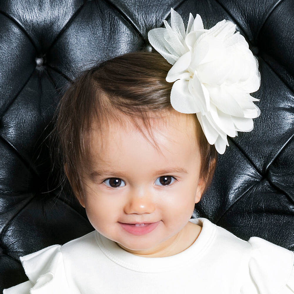 The Tiny Universe-White Flower Hair Clip (15cm) | Childrensalon