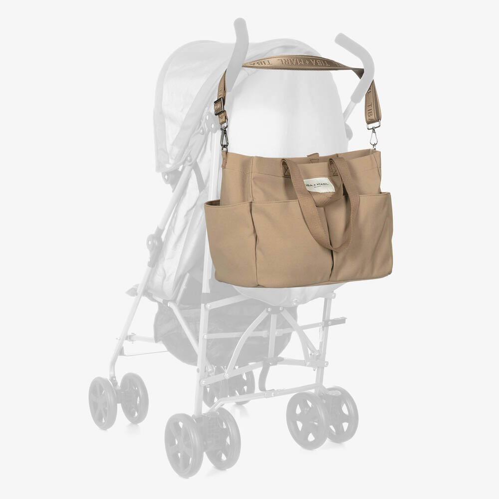 TIBA + MARL-Beige Canvas Pocket Tote Changing Bag (35cm) | Childrensalon