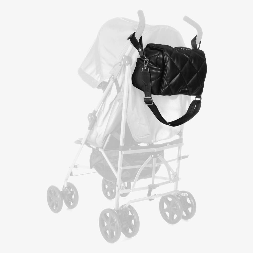 TIBA + MARL-Black Faux Leather Quilted Changing Bag (34cm) | Childrensalon