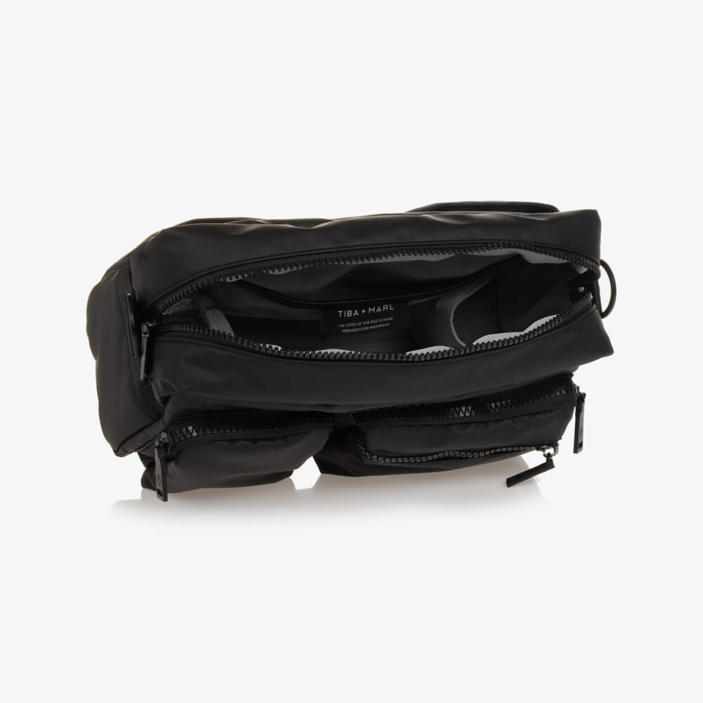 TIBA + MARL-Black Faux Leather Stroller Changing Bag (33cm) | Childrensalon