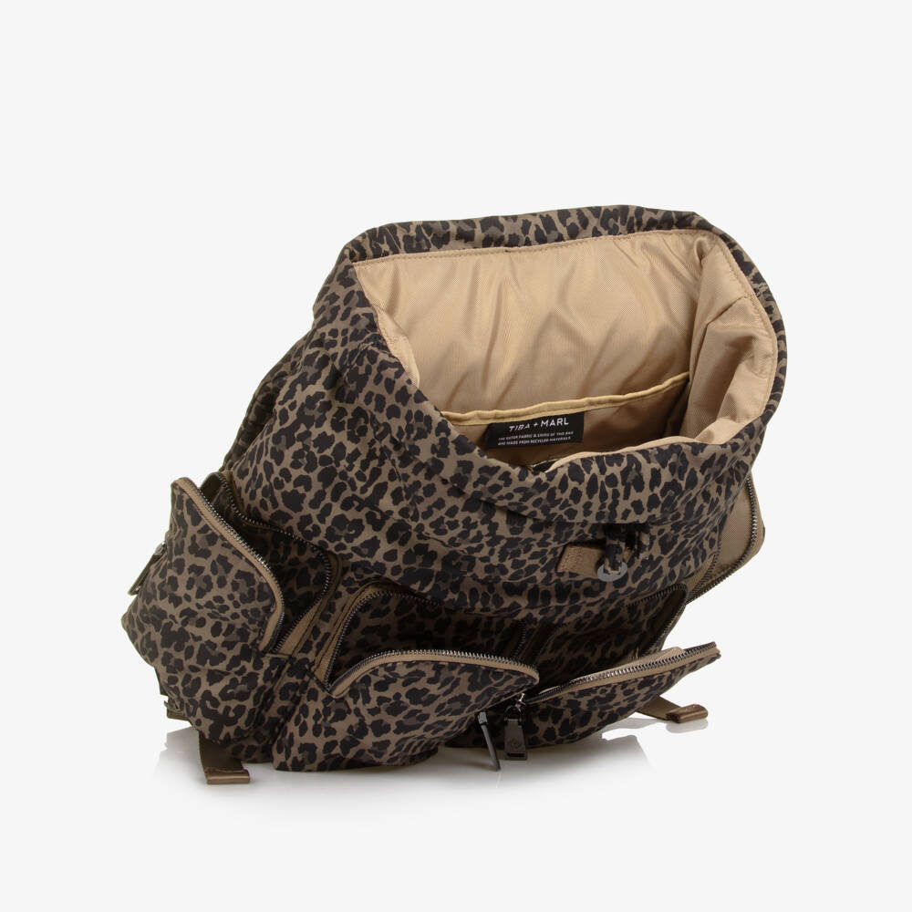 TIBA + MARL-Brown Leopard Print Changing Backpack (40cm) | Childrensalon