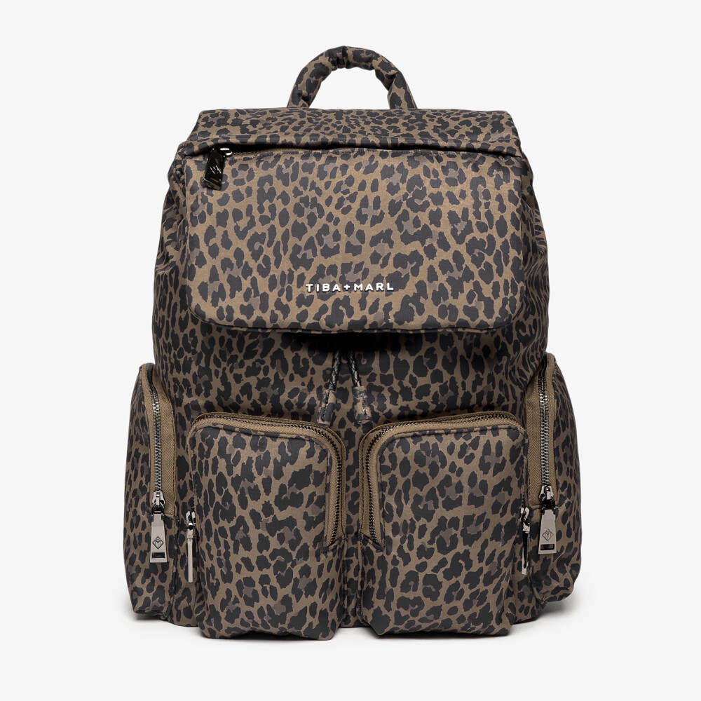 TIBA + MARL-Brown Leopard Print Changing Backpack (40cm) | Childrensalon