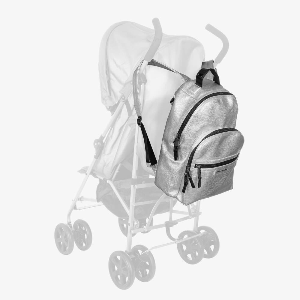 TIBA + MARL-Silver Faux Leather Changing Backpack (42cm) | Childrensalon