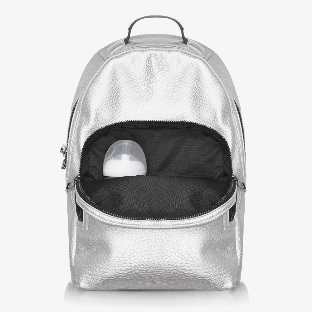 TIBA + MARL-Silver Faux Leather Changing Backpack (42cm) | Childrensalon
