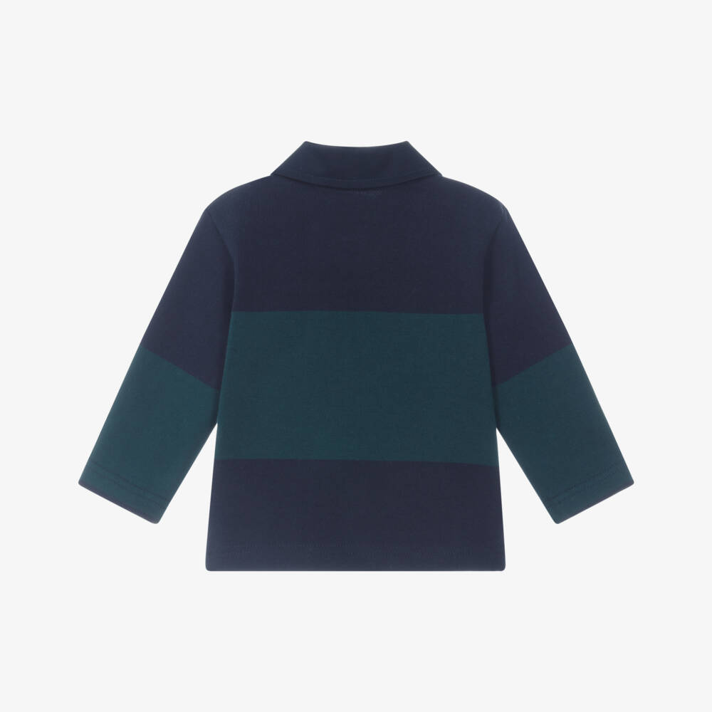 Timberland-Baby Boys Blue & Green Striped Polo Top | Childrensalon