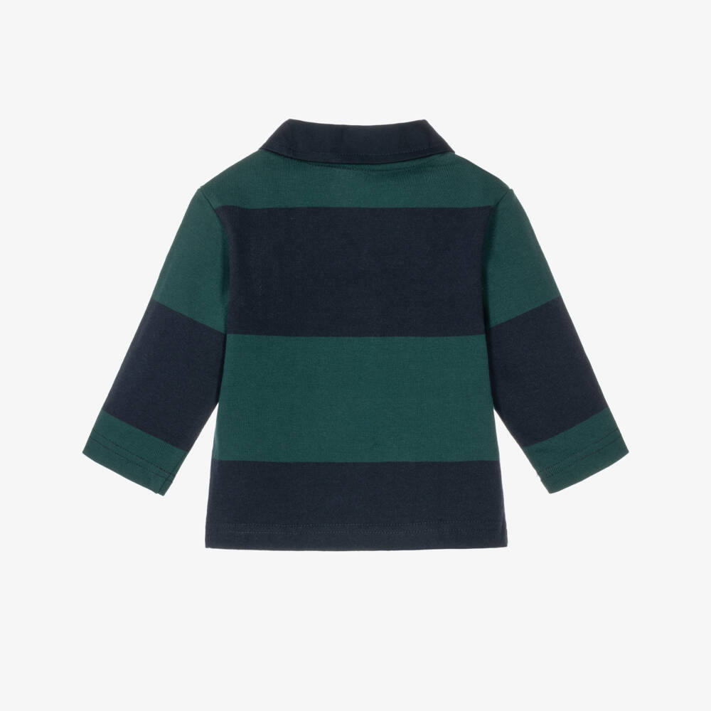 Timberland-Baby Boys Blue & Green Striped Polo Top | Childrensalon