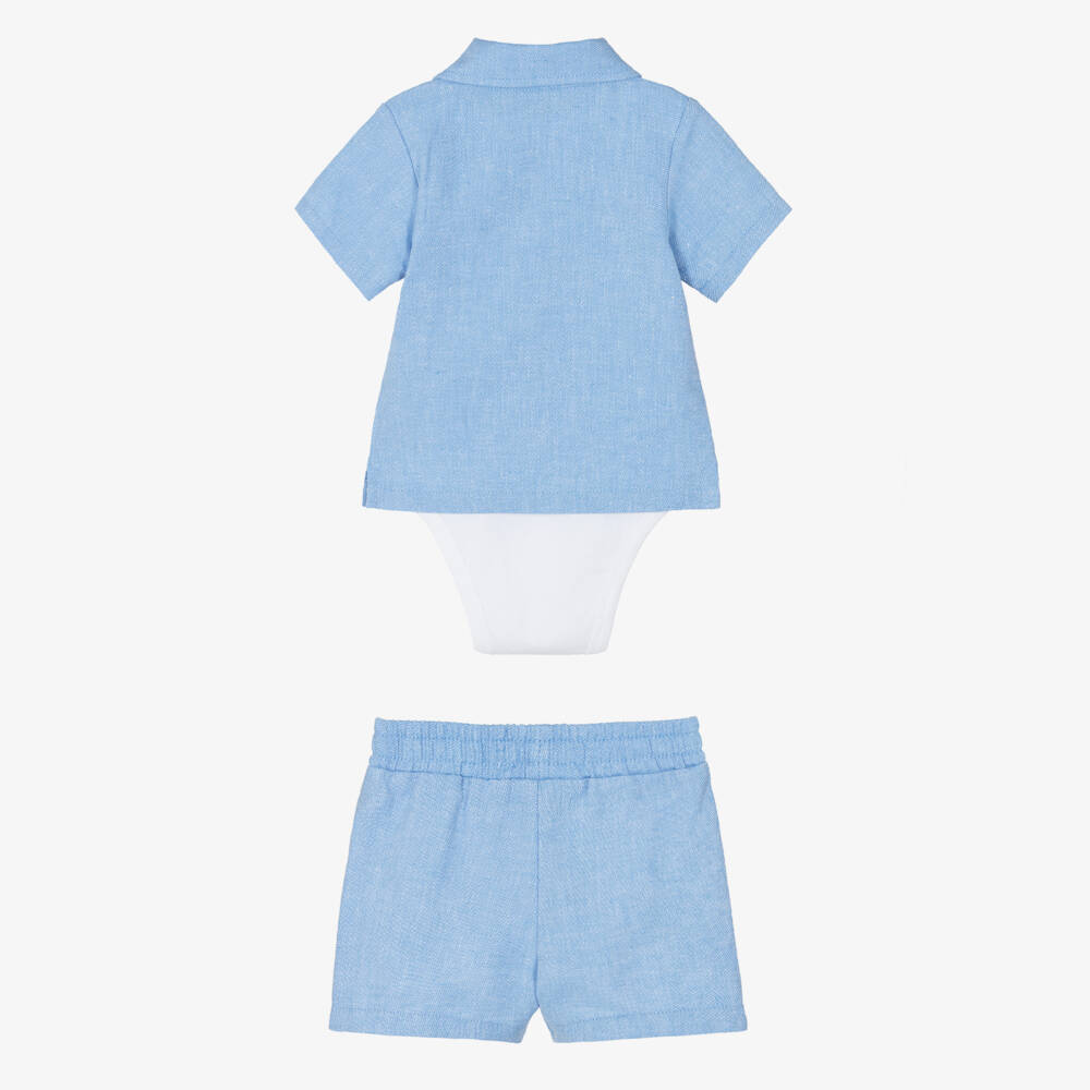 Timberland-Baby Boys Blue Short Sleeve Shirt & Shorts Set | Childrensalon